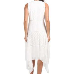 Sleeveless V-neck Handkerchief Midi Dress